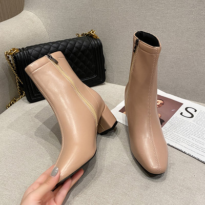 Elegantne čizme od eko kože s patentnim zatvaračem i petom od 5,5 cm