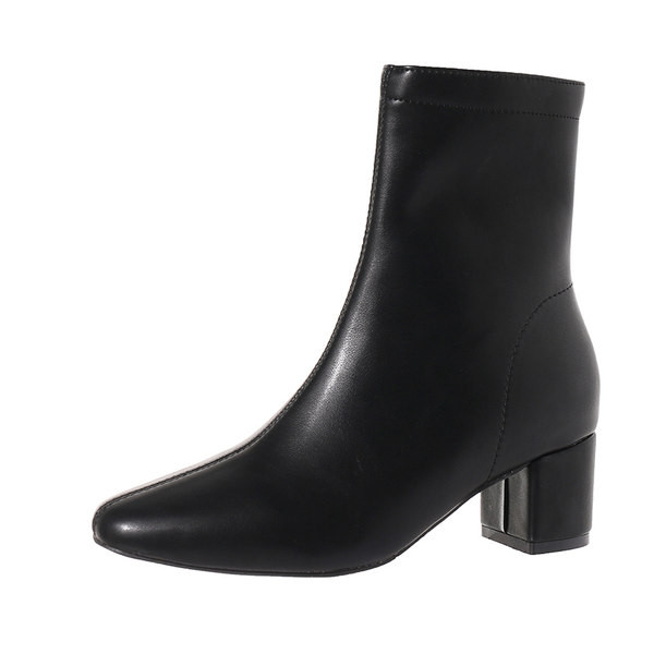 Elegantne čizme od eko kože s patentnim zatvaračem i petom od 5,5 cm