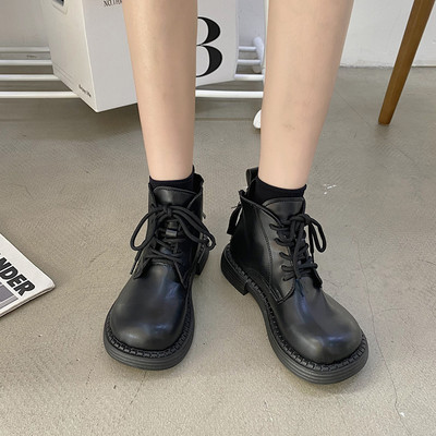 Ženske kožne cipele s vezicama i grubim potplatom