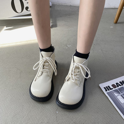 Ženske kožne cipele s vezicama i grubim potplatom