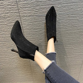 Öko-seemisnahast stiilsed õhukese kontsaga naiste saapad