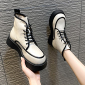 Öko-nahast vabaaja saapad paelte ja lameda tallaga