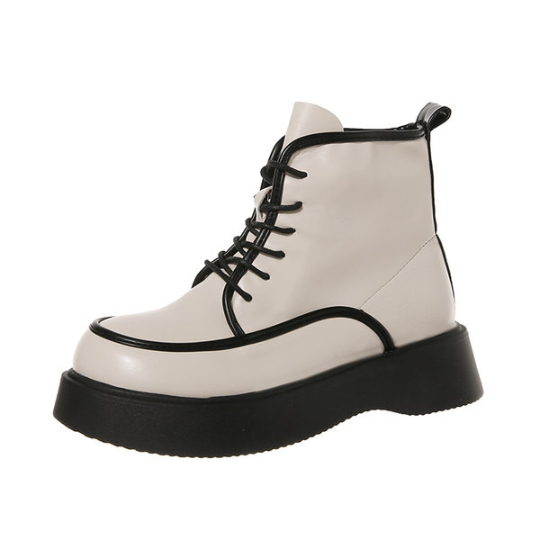 Öko-nahast vabaaja saapad paelte ja lameda tallaga