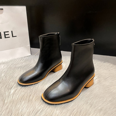 Ležerne čizme običan model s petom i patentnim zatvaračem