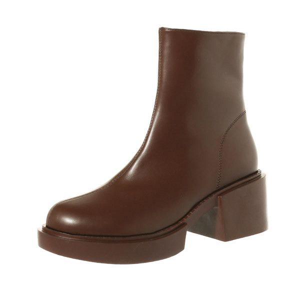 Casual čizme od eko kože običan model sa patentnim zatvaračem