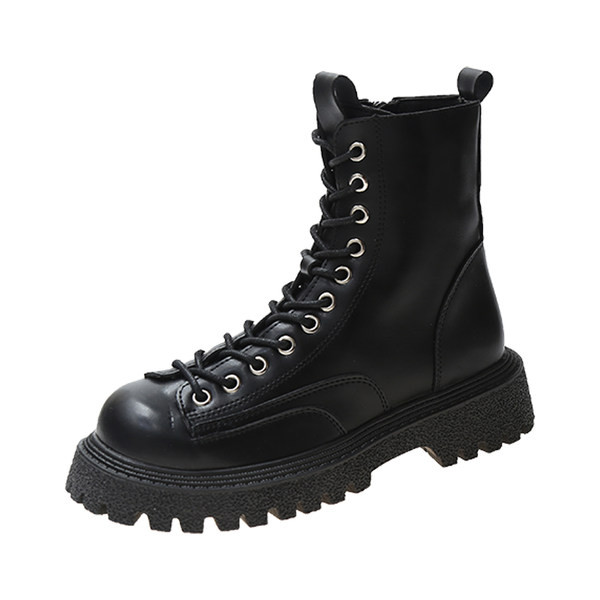 Ležerne čizme od umjetne kože s vezicama i patentnim zatvaračem