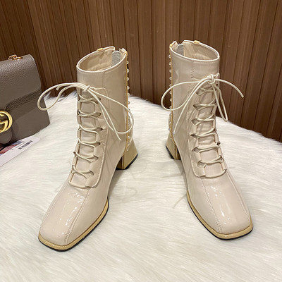 Praegused tõmblukuga paeltega ja 5 cm kontsaga naiste saapad