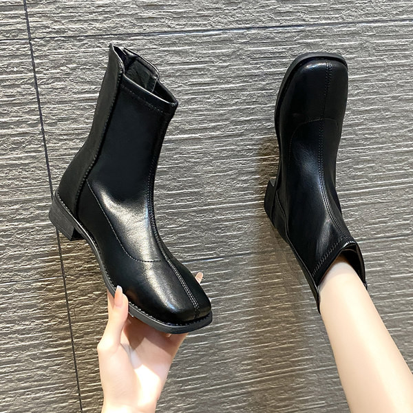 Casual ženske čizme od umjetne kože s ravnim potplatom