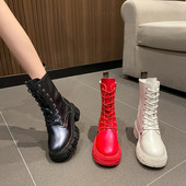 Cizme moderne cu model rotunjit șireturi pentru femei