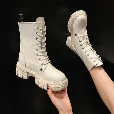 Cizme moderne cu model rotunjit șireturi pentru femei