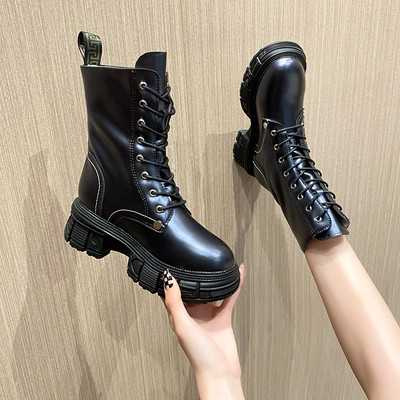 Cizme moderne cu model rotunjit șireturi pentru femei