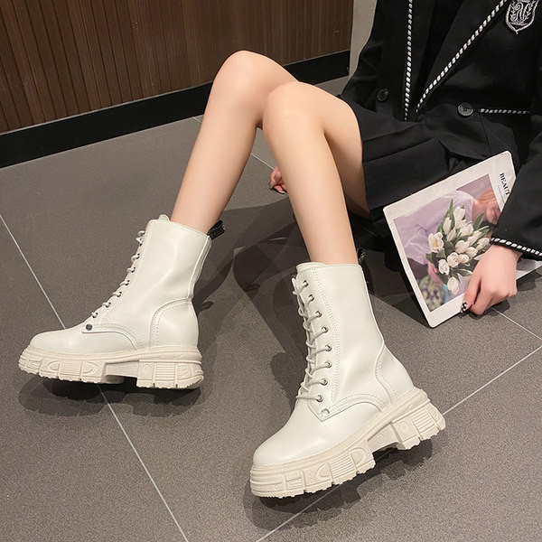 Cizme moderne cu model rotunjit șireturi pentru femei