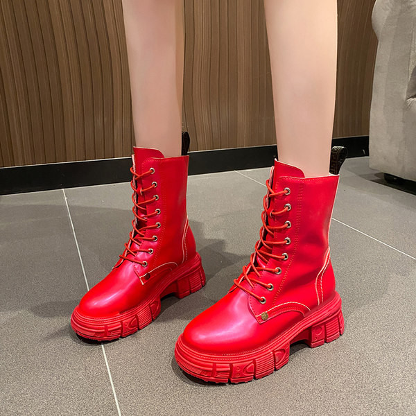 Cizme moderne cu model rotunjit șireturi pentru femei