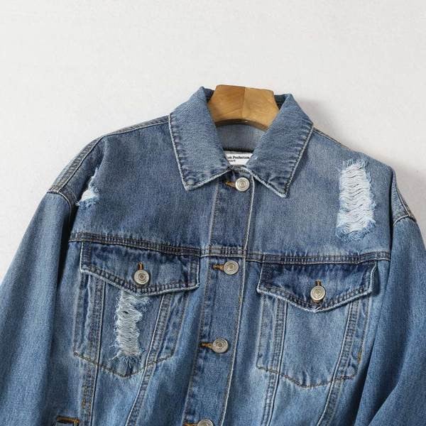 Moodne rebenenud motiividega teksajakk