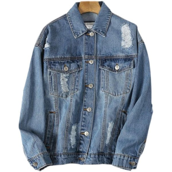 Moodne rebenenud motiividega teksajakk