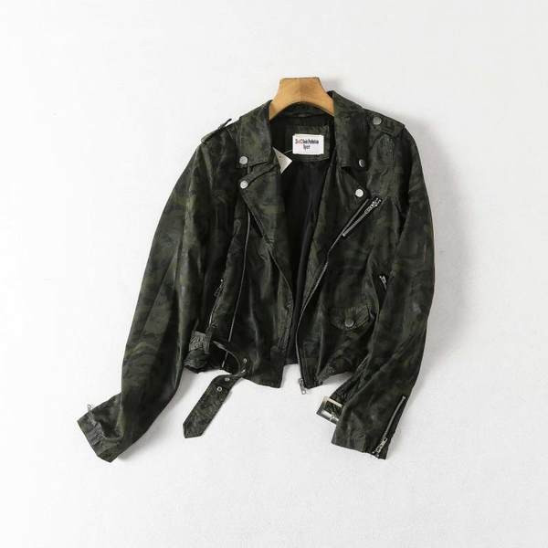 Rövid bőrkabát terepszínű mintával