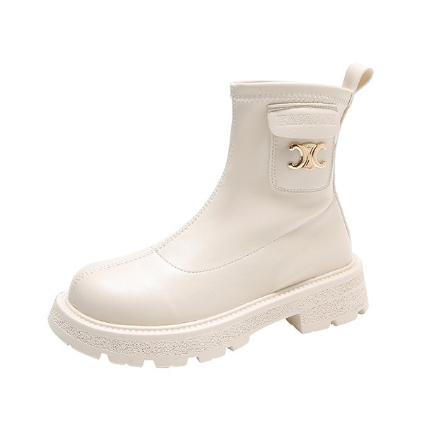 Ženske kožne čizme sa metalnim ukrasima u bijeloj i crnoj boji