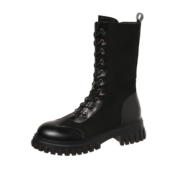 Női alkalmi csizma lekerekített fűzős mintával