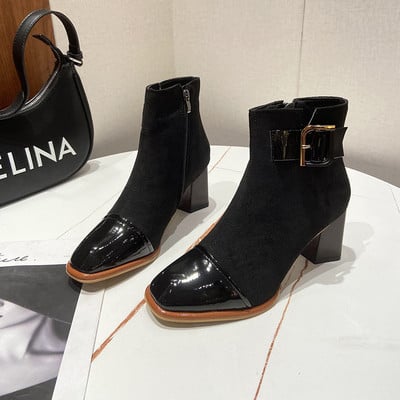 Modern női csizma öko velúrból, cipzárral