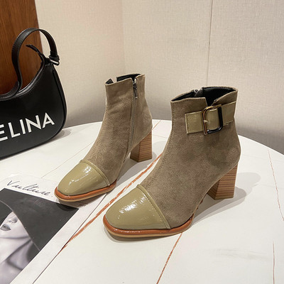 Modern női csizma öko velúrból, cipzárral