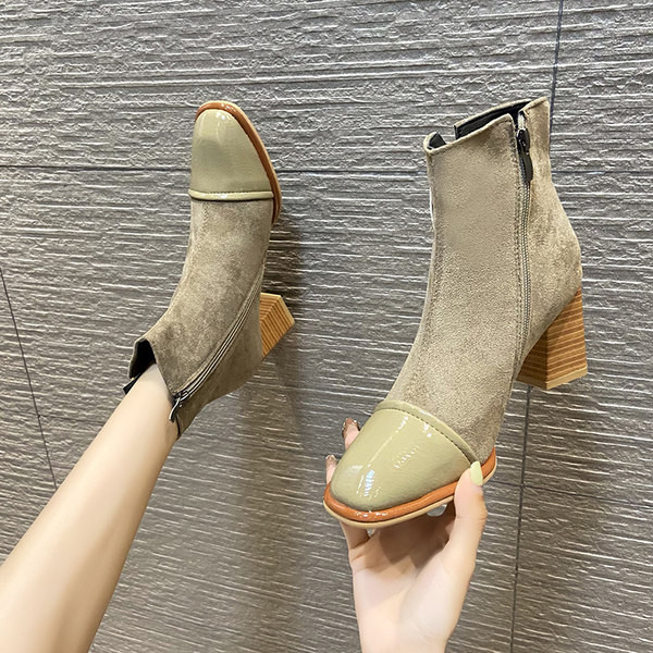 Modern női csizma öko velúrból, cipzárral