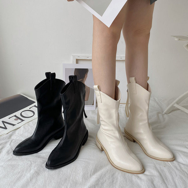 Ženske čizme od umjetne kože sa patentnim zatvaračem