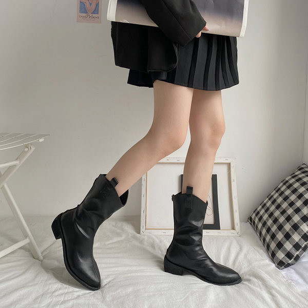 Ženske čizme od umjetne kože sa patentnim zatvaračem