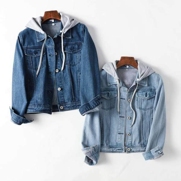 Vabaaja kapuutsiga teksajakk