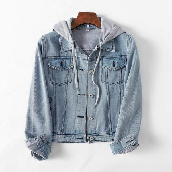 Vabaaja kapuutsiga teksajakk