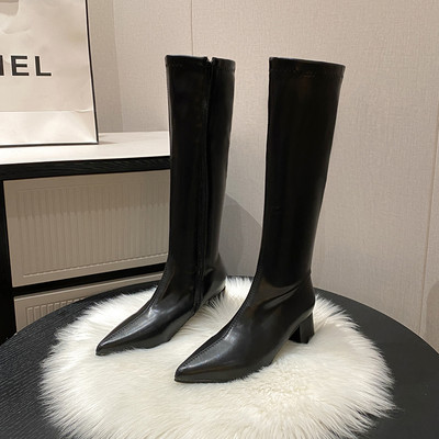 Elegantne ženske čizme na špic s petom od 5 cm