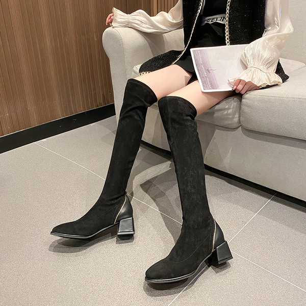 Elegantne ženske čizme na visoku petu od eko brušene kože