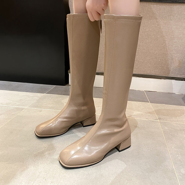 Eko bőrből készült alkalmi női csizma cipzárral