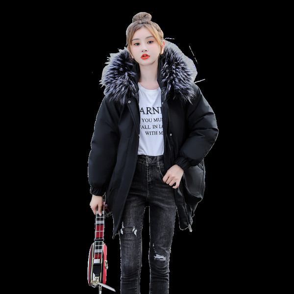 Modern női kabát cipzárral és lefelé a kapucnival