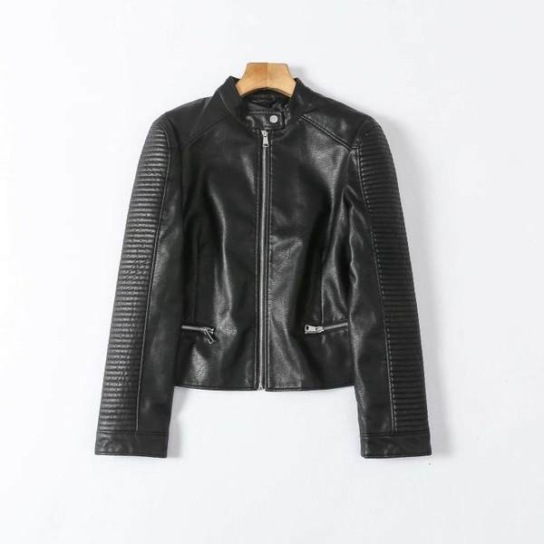 Geacă scurtă din imitație de piele, cu fermoare