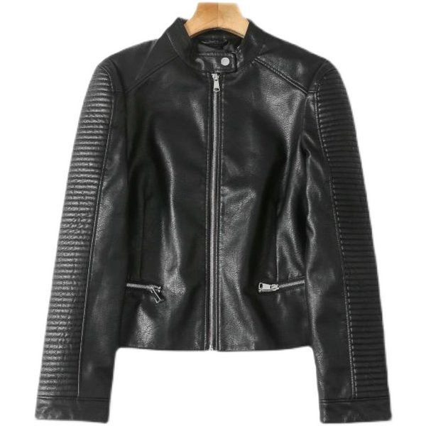 Geacă scurtă din imitație de piele, cu fermoare