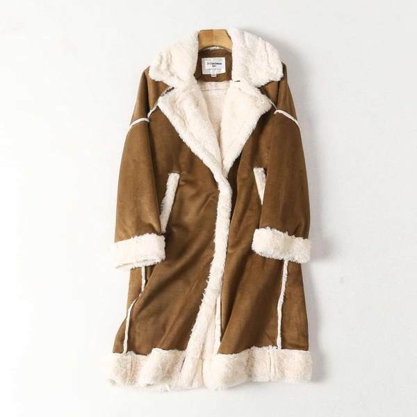 Pikk sooja voodriga sügis-talvine mantel