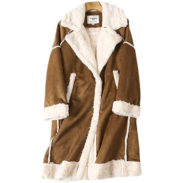 Pikk sooja voodriga sügis-talvine mantel