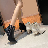 Terava mudeliga õhukese kontsaga naiste nahast saapad