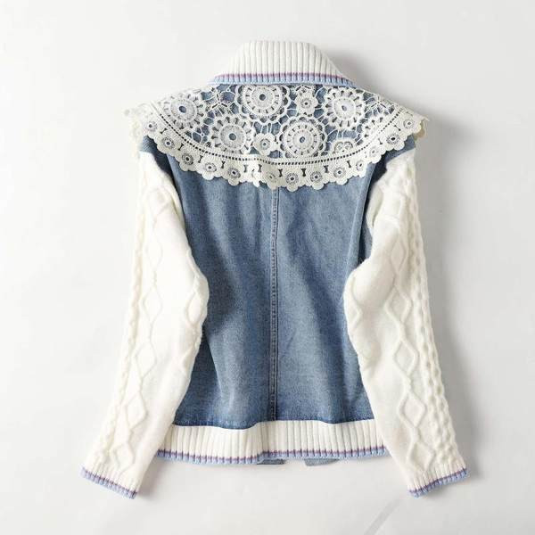 Kootud varrukatega teksajakk