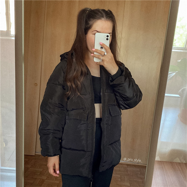 Ženska zimska jakna sa džepovima i patentnim zatvaračem