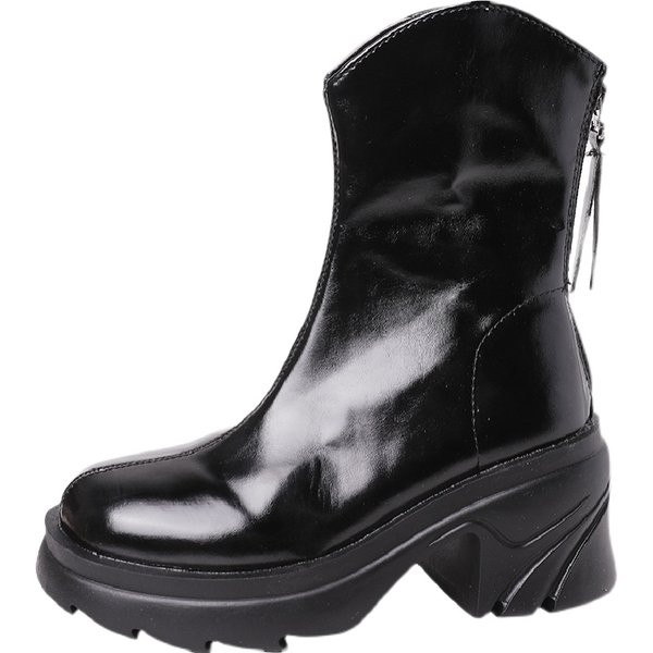 Új, vastag sarkú bőrcsizma modell, két színben nőknek