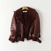 Öko bőrből készült őszi-téli kabát meleg béléssel