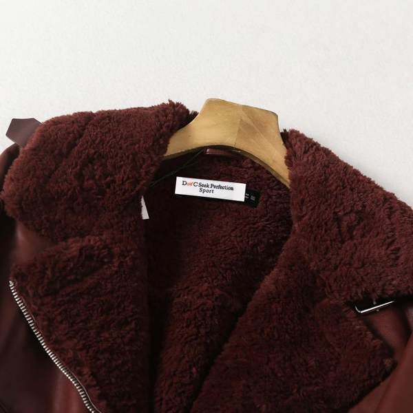 Öko bőrből készült őszi-téli kabát meleg béléssel