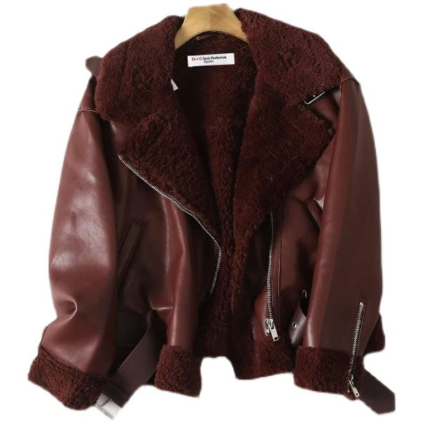 Öko bőrből készült őszi-téli kabát meleg béléssel