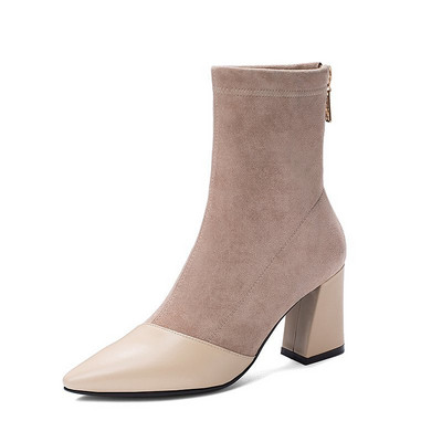 Modern női csizma cipzárral - hegyes modell két színben