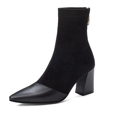 Modern női csizma cipzárral - hegyes modell két színben