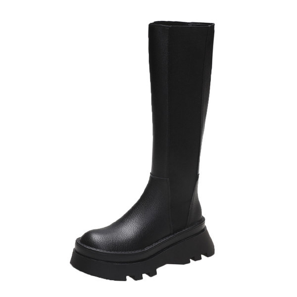 Női bőrcsizma 6,5 cm-es talppal