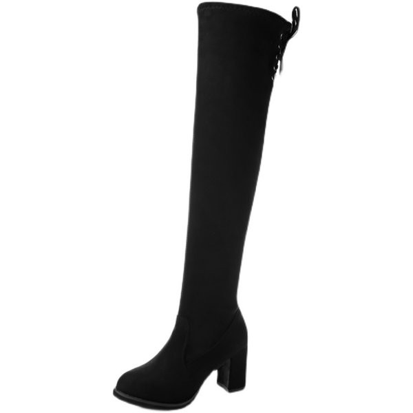 Női csizma fűzővel és sarokkal, fekete színben