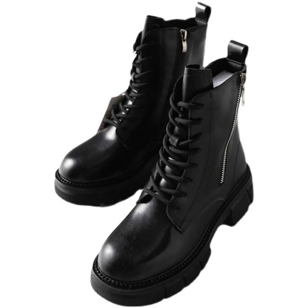 Eko bőrből készült női csizma dekoratív cipzárral