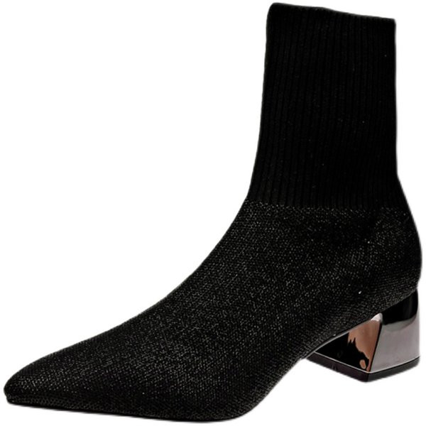 Női textilcsizma fényes elemekkel